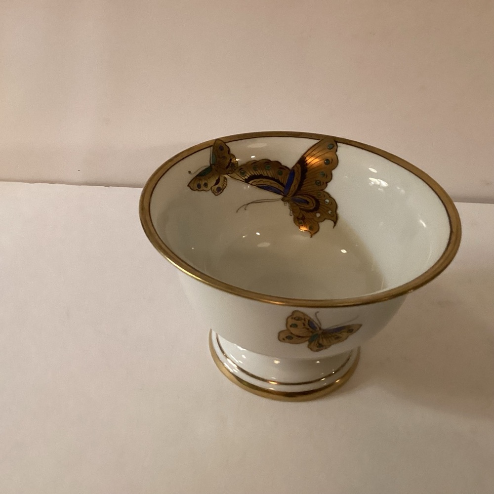 Hand Painted Nippon Butterfly pedestal bowl, 5” x3 1/2”